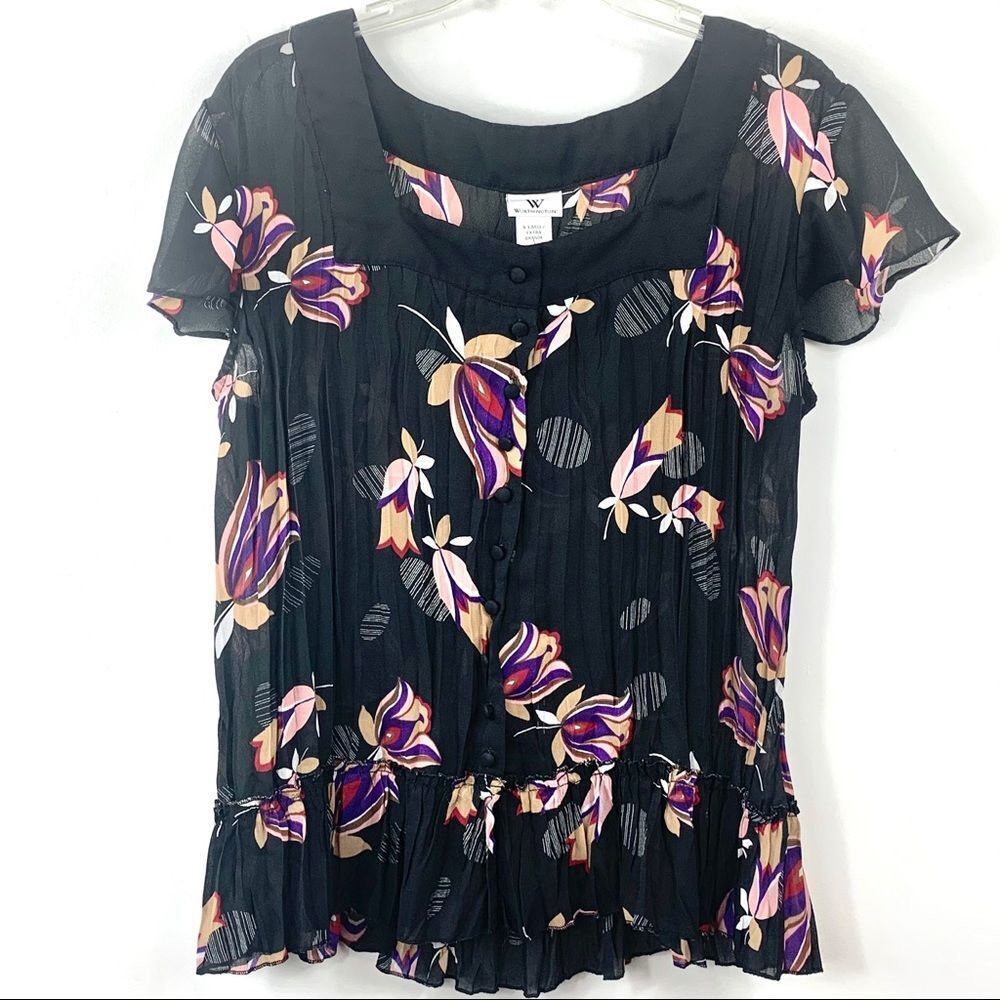 Worthington Black Print Blouse